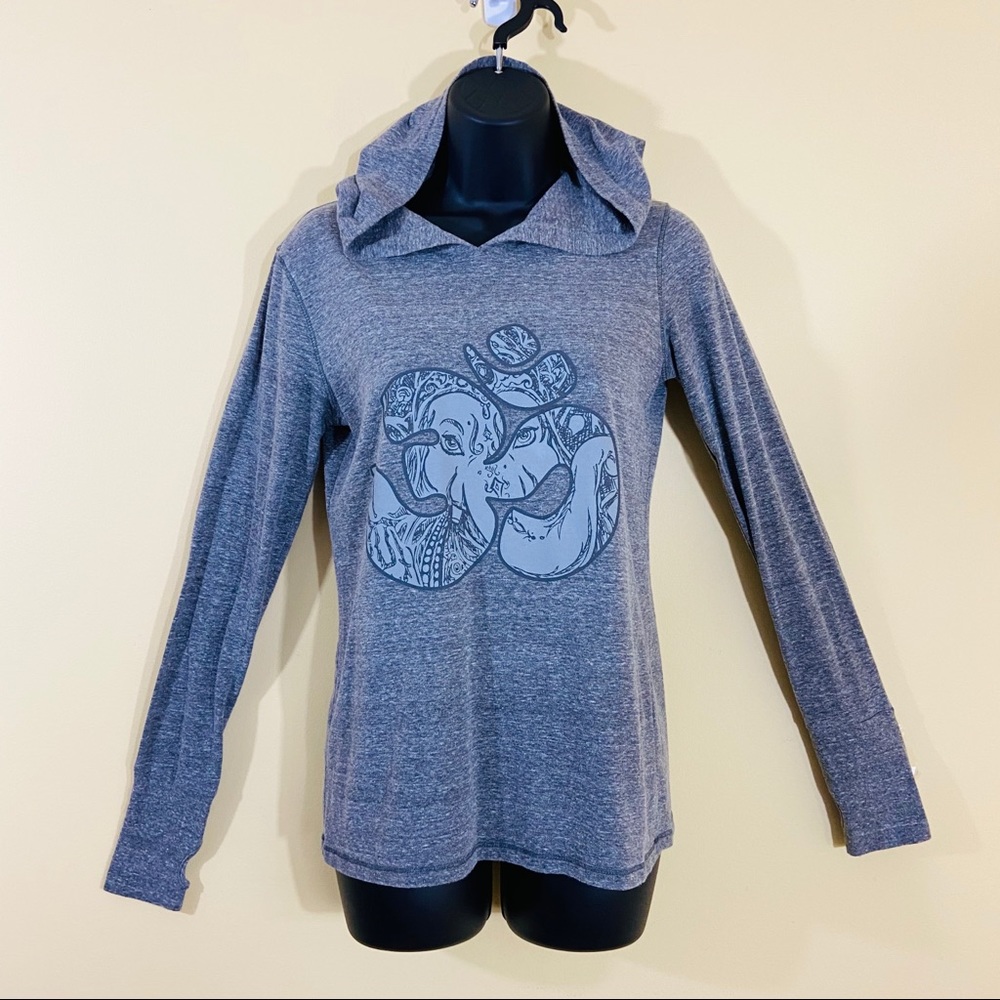 Alo Yoga Gray Graphic Pullover hooded Sweatshirt